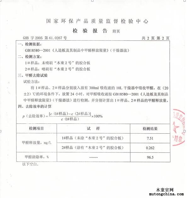 檢測報(bào)告附頁